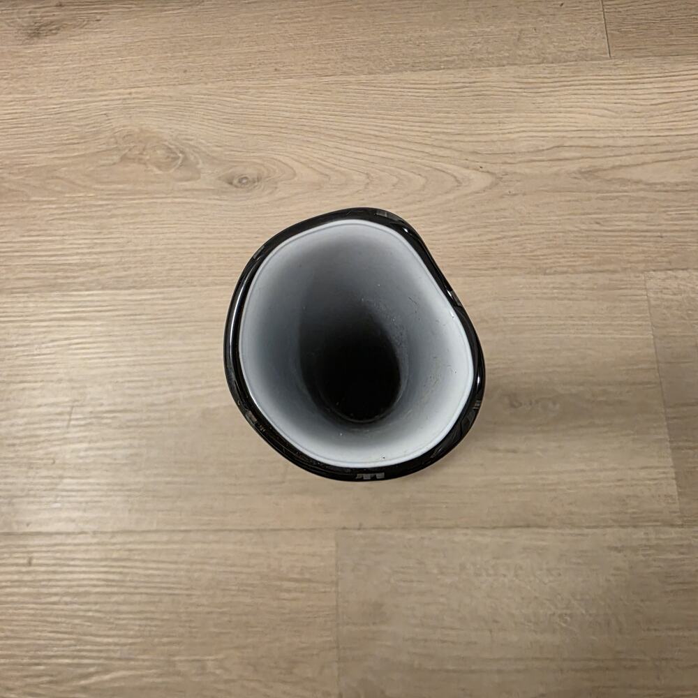 Black White Handblown Decorative Contemporary Abstract Tall Glass Vase - Picture 3 of 4